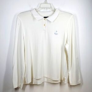 Faconnable Cotton White Long Sleeve Polo Shirt XL